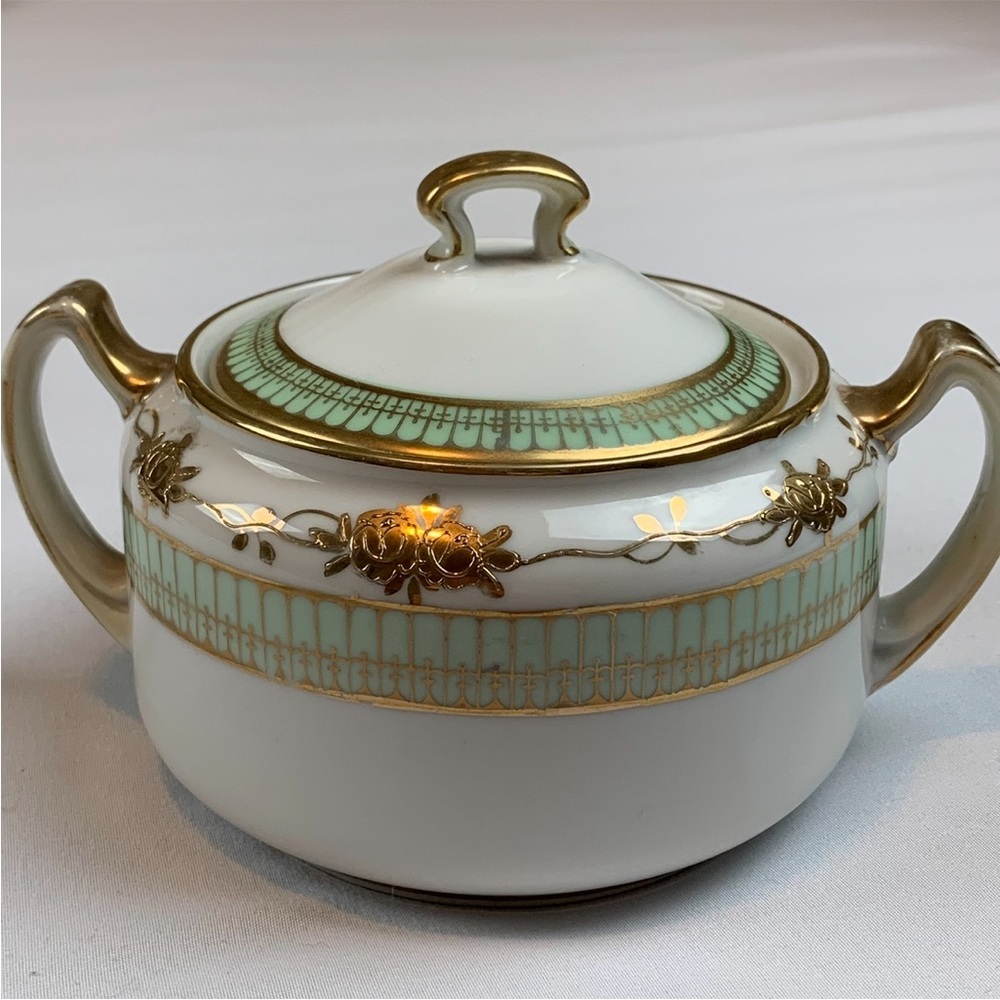 Nippon Hand Painted Moriage Sugar Bowl